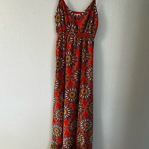 Banana Republic Red Floral Print Maxi Dress